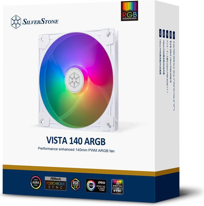 Produktbild Silverstone VISTA Performance PWM Lüfter, ARGB - 140mm, weiss (140 mm, 1 x)