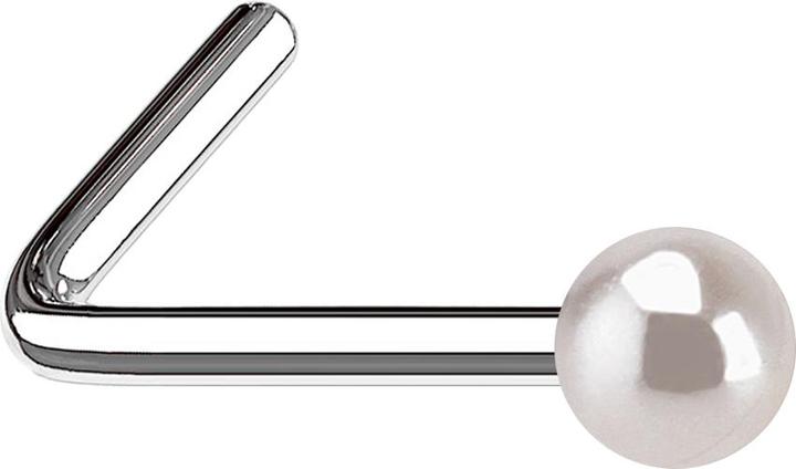 Produktbild Star Piercing Nasenstecker gewinkelt mit Perle pink (Chirurgenstahl 316L, ohne Messing)