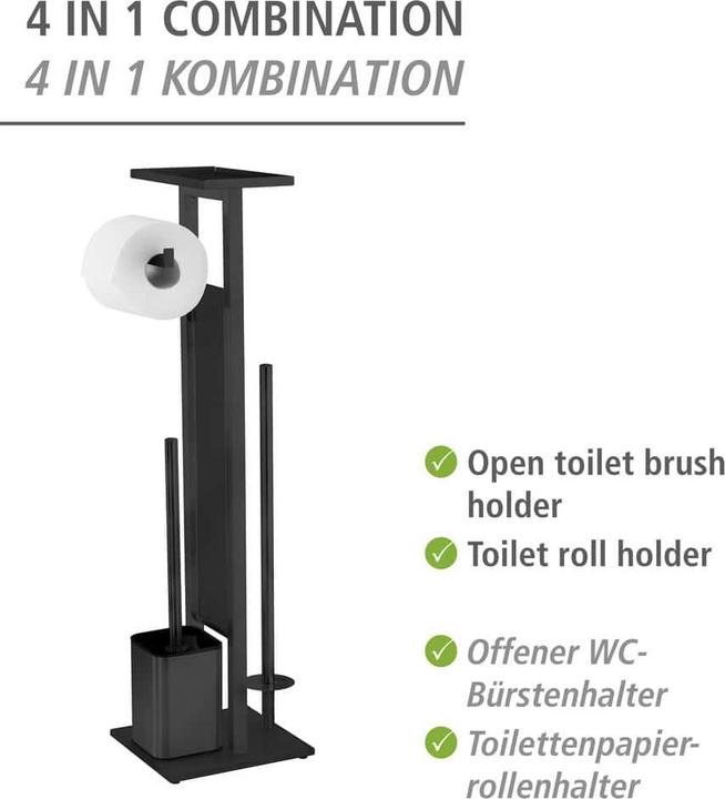 Actual product image Wenko Free-standing WC set Mod. Debar with shelf in black stainless steel