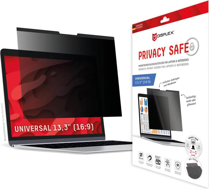 Immagine prodotto Displex Privacy Safe, Laptop Blickschutzfilter (13.30", 16 : 9)