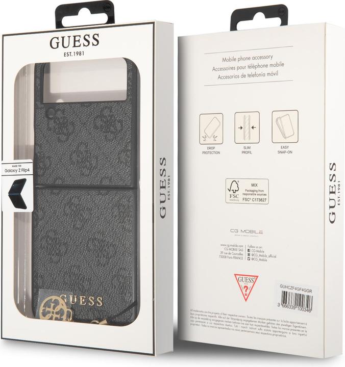 Actual product image Guess GUHCZF4GF4GGR F721 Z Flip 4 szary/grey hardcase 4G Charms Collection (Samsung Galaxy Z Flip4)