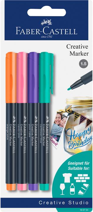 Image du produit Faber-Castell Marqueur Creative Studio (Noir, 1.50 mm, 4 x)