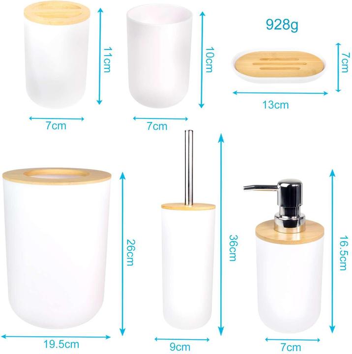 Image du produit Intirilife Badezimmer Zubehör Set inkl. Zahnputzbecher Seifenschale Seifenspender Toilettenbürste