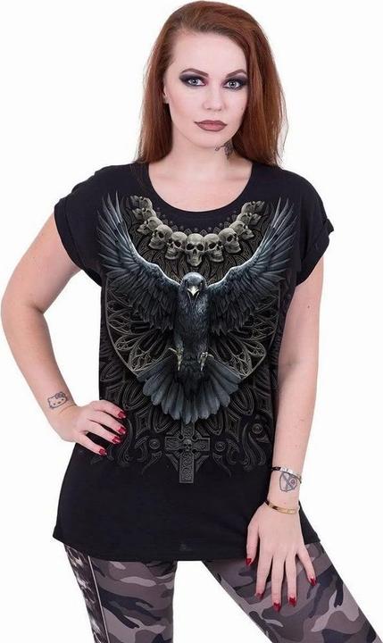 Actual product image Spiral Womens/Ladies Raven Skull T-Shirt (XL)
