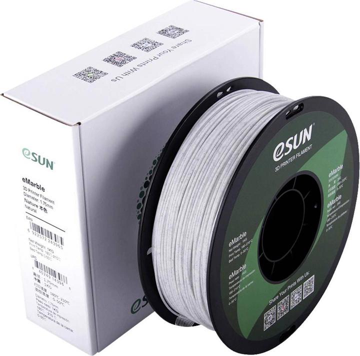 eSUN eMarble Filamento PLA Compound 1,75 mm 1 kg Marmo (PLA, 1.75 mm, 1000 g, Bianco)