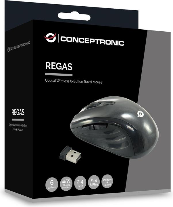 Actual product image Conceptronic Optical Wireless 6-button Travel USB Mouse sw (Wireless)