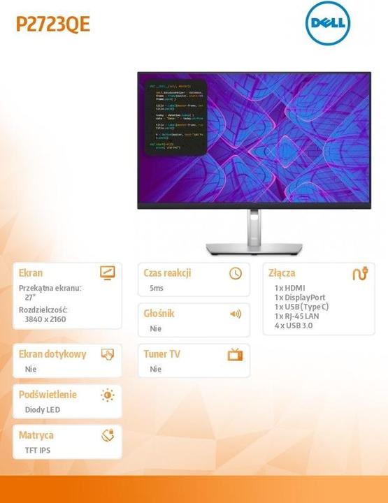 Image du produit Dell P2723QE (3840 x 2160 pixels, 27")