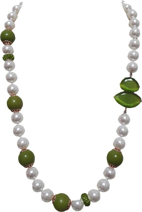 Image du produit L'Officiel Collana perla a nodi con inserti verdi