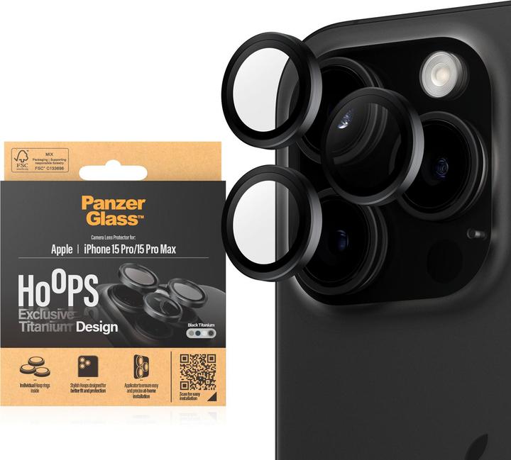 Produktbild PanzerGlass Hoops Camera Lens Protector (1 Stück, Apple iPhone 15 Pro, Apple iPhone 15 Pro Max)