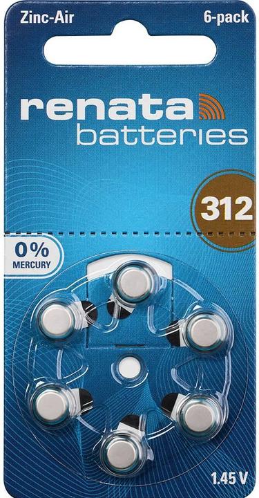 Produktbild Renata Hörgeräte-Batterien ZA312.DP6 0%HG (6 Stk., A312, 165 mAh)