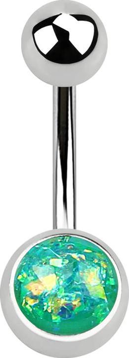 Produktbild Star Piercing Banane silber mit Opal Glitter grün (Chirurgenstahl 316L, ohne Messing)