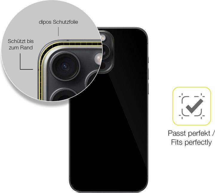 Immagine prodotto Dipos 3D Full-Cover Pellicola Protettiva (1 Pezzo/i, Apple iPhone 15 Pro Max)