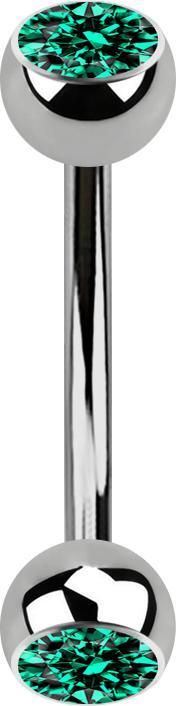 Actual product image Star Piercing Banane silber mit zwei Kugeln Kristall türkis (without brass, Titanium G23)