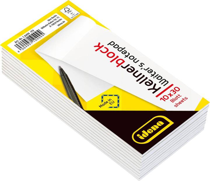 Image du produit Idena Bloc de serveur 10 pièces 7x15cm vierge FSC-Mix (Blanc)