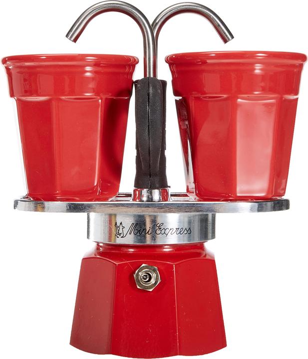 Bialetti Mini Express Kaffeemaschine rot 2tz + 2 Tassen (2 T.)