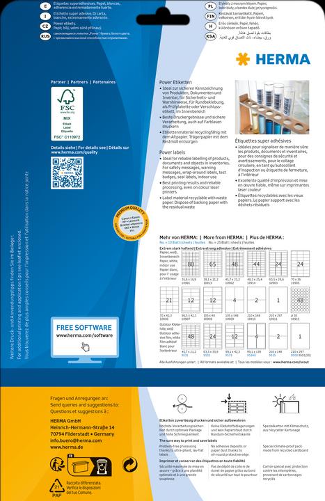 Image du produit HERMA Étiquettes Power A4