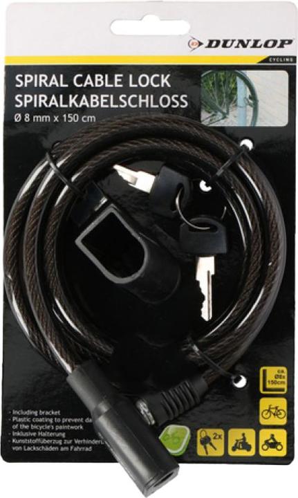 Actual product image Dunlop Spiral cable lock (150 cm)