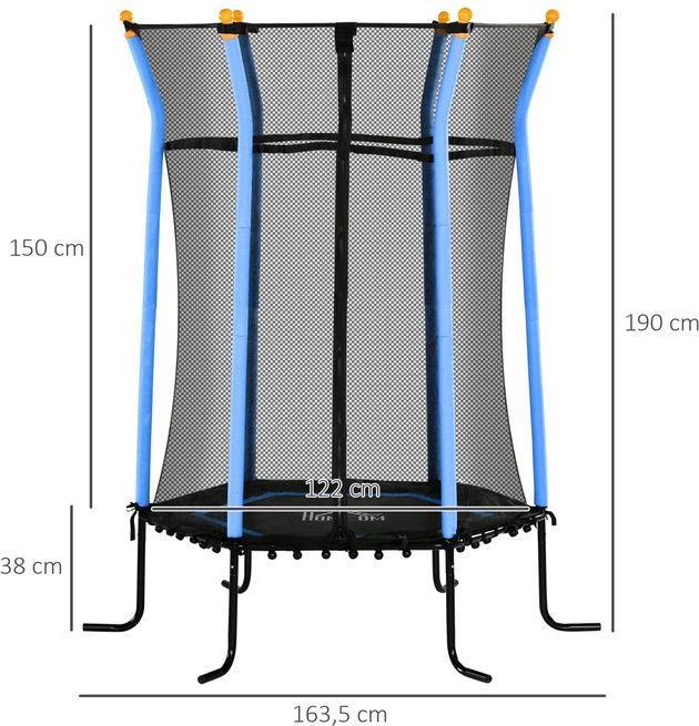 Produktbild Swisshandel24 Kinder Trampolin Ø163,5 cm, Indoor Trampolin, Kindertrampolin bis 50 kg Blau (163.50 cm)
