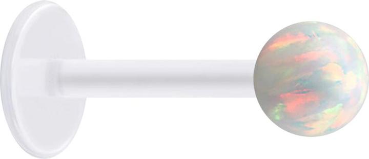 Star Piercing Micro Labret transparent mit Kugel Opal weiss (ohne Messing, Bioflex)