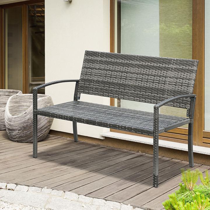 Immagine prodotto Outsunny Panchina da giardino in rattan con struttura in acciaio