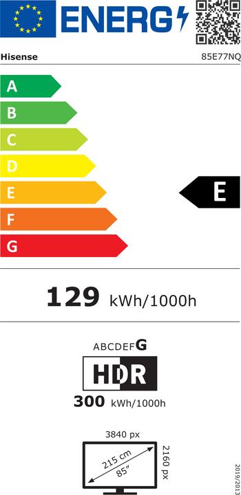 Energy Label Hisense TV His 58E77NQ (zero cm (zero inch)) (58", QLED, UHD, 2024)