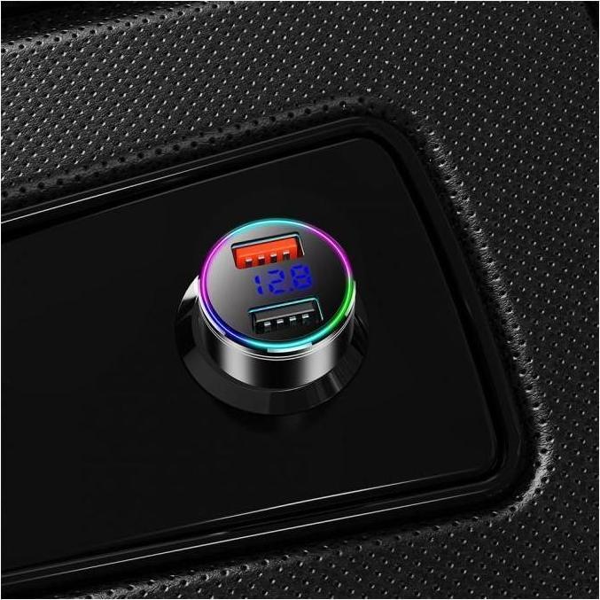 Produktbild Maclean MCE375 duales Autoladegerät mit Display Zigarettenanzünder Aluminium Voltmeter USB 1 x QC 3.0, USB 1