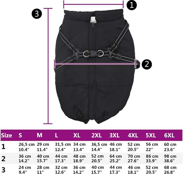 Actual product image VidaXL Dog coat with harness Waterproof Reflective (48, Dog coat)