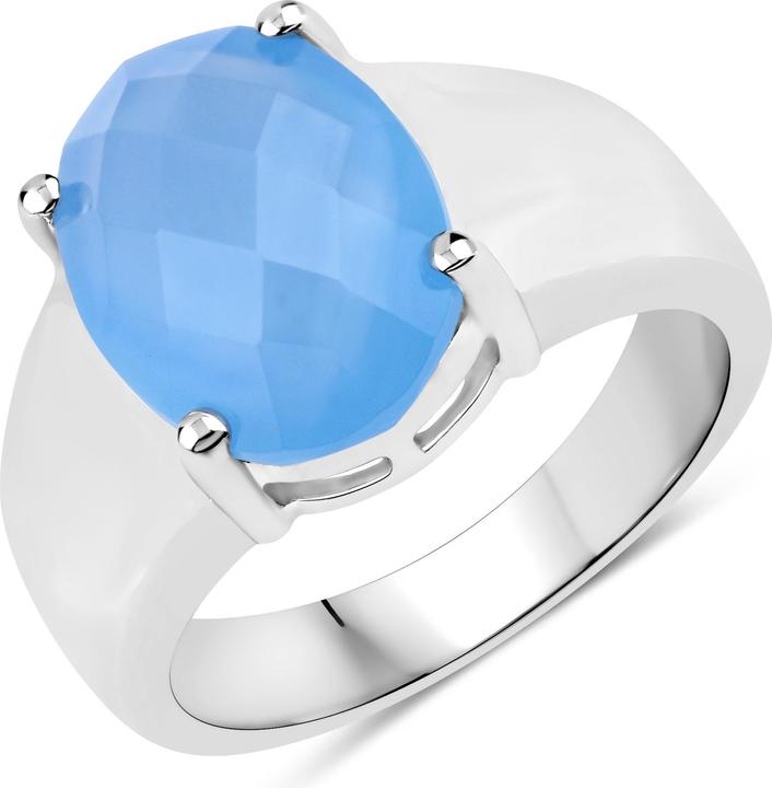 Produktbild Xen Ring mit Chalcedon dyed blue 925 Sterlingsilber rhodiniert (54, 925 Silber)