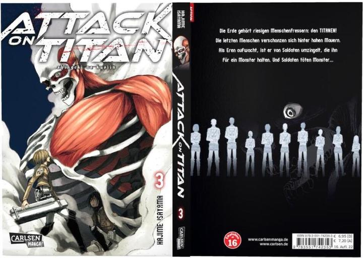 Immagine prodotto Attack on Titan, Band 3 (Tedesco, Hajime Isayama, 2014)