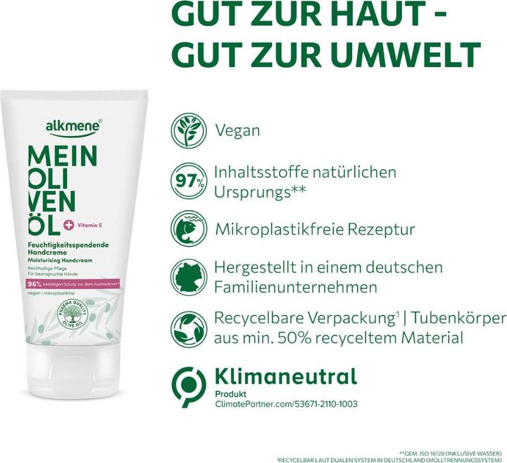 Produktbild Alkmene MEIN OLIVENÖL, Feuchtigkeitsspendende Handcreme (75 ml)