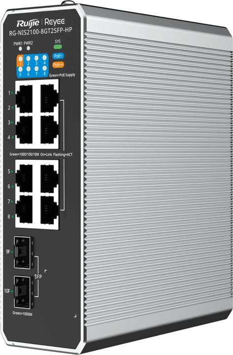 Actual product image Ruijie Reyee RG-NIS2100-8GT2SFP-HP Industrial switch (10 Ports)