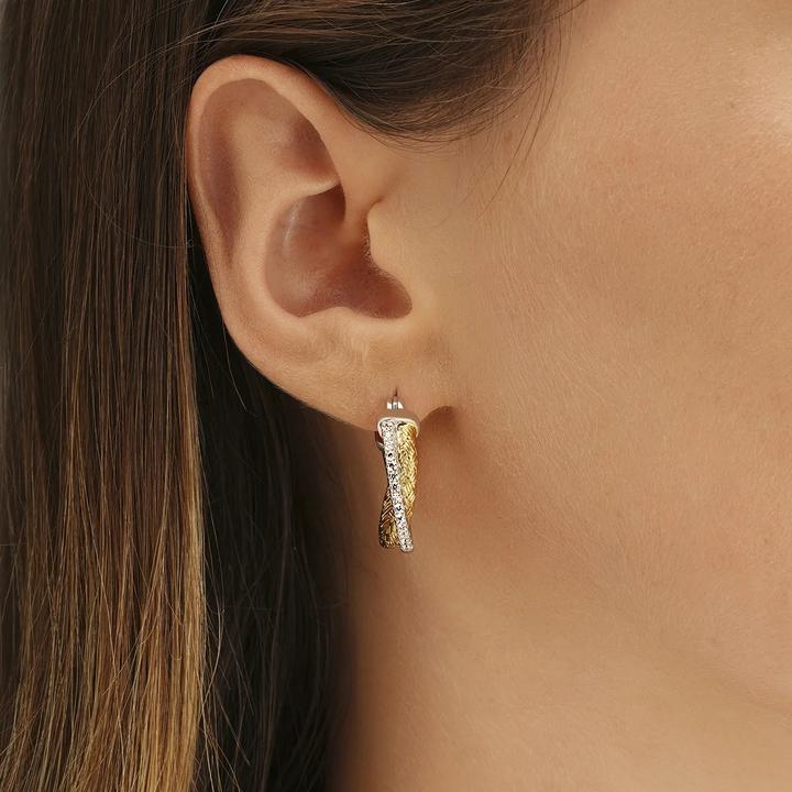 Image du produit Charles Garnier Boucles d'oreilles en argent bicolore, oxyde de zirkonium (Argent doré et argent rhodié)