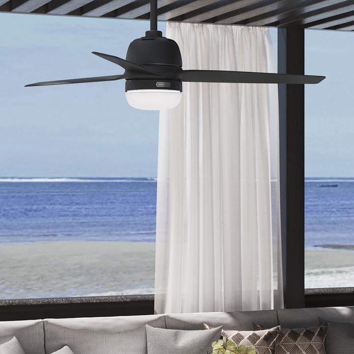 Actual product image Hunter Fans Outdoor Deckenventilator Seawave Schwarz mit Licht (45.70 dB)