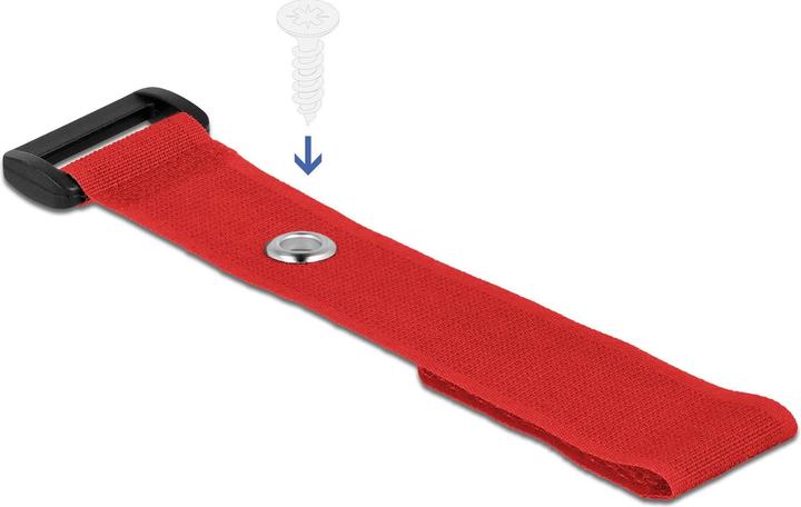 Actual product image Delock Velcro cable tie with loop and fixing eye L 190 x W 25 mm red 5 pieces (Velcro cable ties, 190 mm, 5 pcs.)