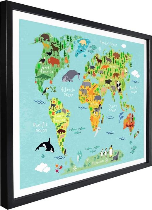 Produktbild Trenddeko Tierische Kinder Weltkarte (120 x 100 cm)