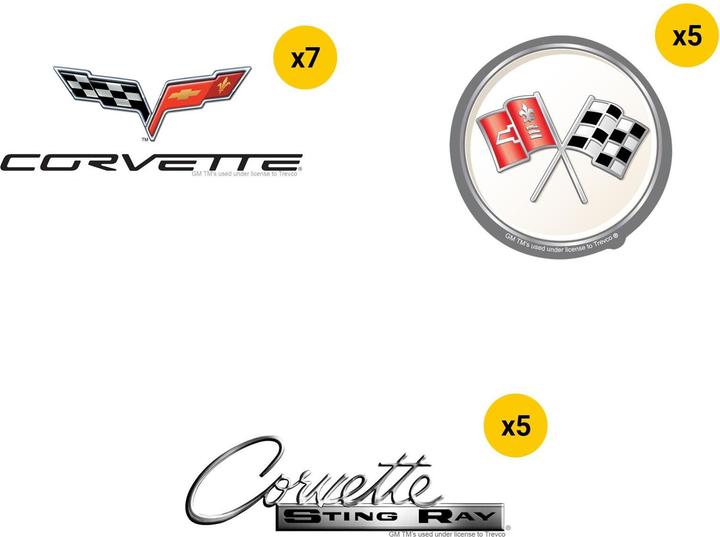 Produktbild Chevrolet Logo Aufkleber Corvette Deluxe 50erPack Vinyl