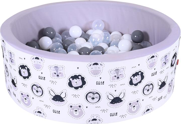 Produktbild Knorrtoys Bällebad soft - "Cute Animals" - 150 balls grey/white/transparent (ca. 7 cm)