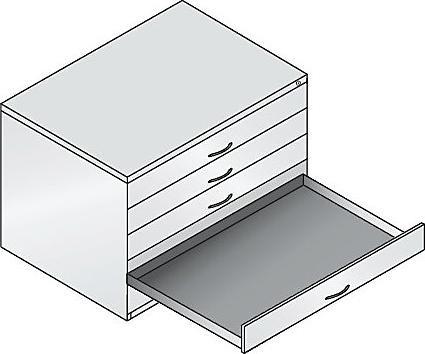 Produktbild C+P Zeichnungsschrank, DIN A1, 5 Schubladen, Höhe 760 mm, schwarzgrau / lichtgrau