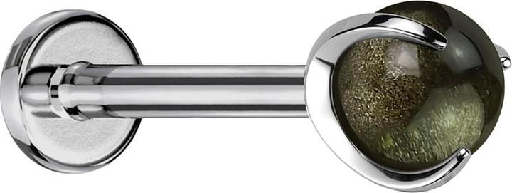 Produktbild Star Piercing Micro Labret Innengewinde silber Kugel Obsidian Stein gefasst (Mineralisch, ohne Messing, Titan G23)