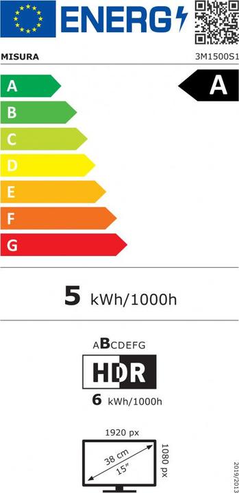Energie-Label Misura Tragbare LCD-Monitore 15" one cable - 3M1500S1 (1920 x 1080 Pixel, 15")