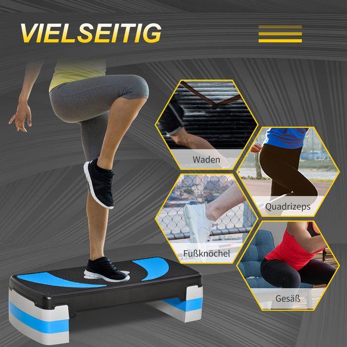 Produktbild Swisshandel24 Steppbrett Aerobic-Stepper höhenverstellbar mit 3 Stufen (10/15/20cm) Fitness Heimtrainer Belastbark
