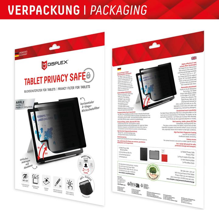 Actual product image Displex Tablet Privacy Safe, Tablet Blickschutzfolie (1 Piece, iPad Air 13 2024 (M2), iPad Pro 13 2024 (M4), iPad Air 13 2025)