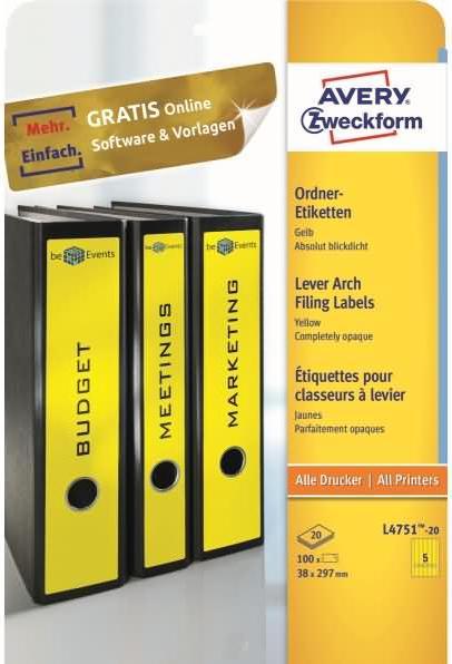Image du produit Avery L4751-20 Étiquettes 38x297mm