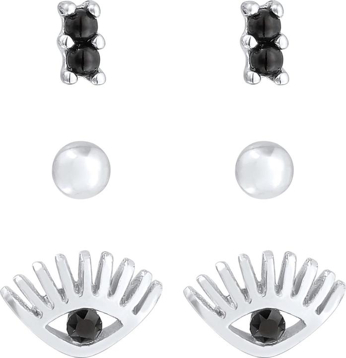 Produktbild Elli Evil Eye, Kristall Ohrstecker, Kugel (Synthetische Perle, Glaskristall, 925 Sterling Silber)