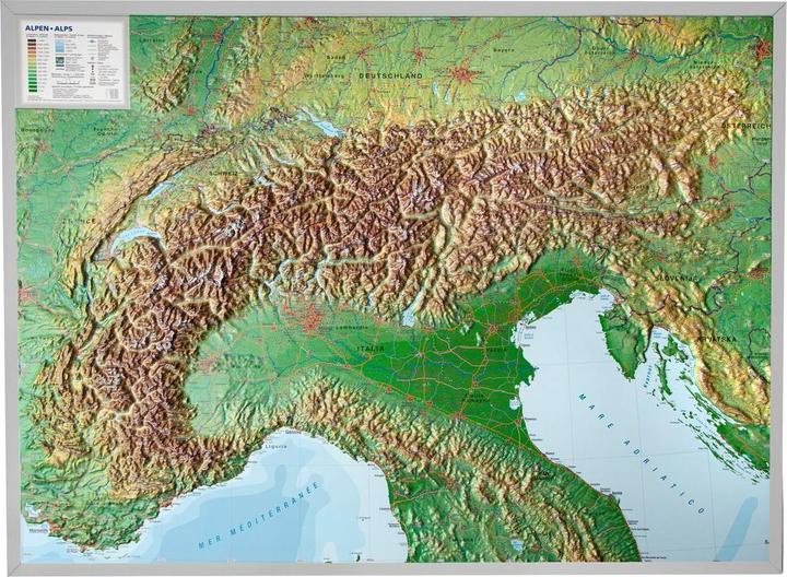 Carte en relief 3D des Alpes