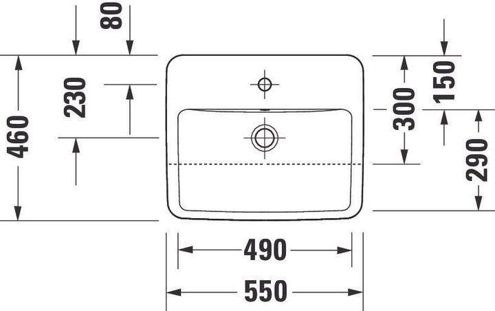 Actual product image Duravit HEBWT No 1 white, with overflow, 1 tap hole 550x460mm (460 mm, 550 mm)