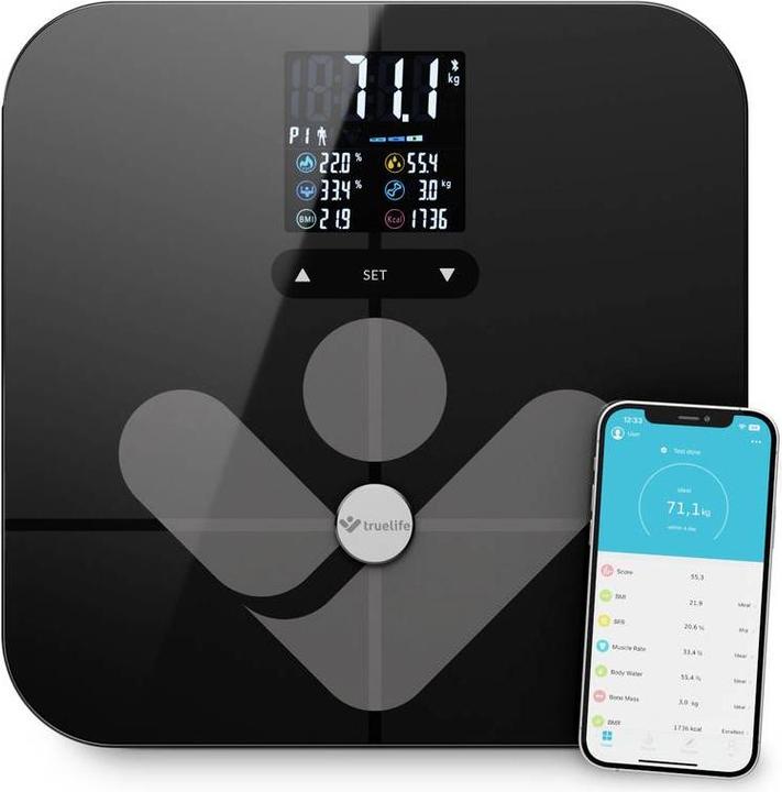 Produktbild Truelife Personenwaage max. 180 kg FitScale W7 BT black retail (180 kg)