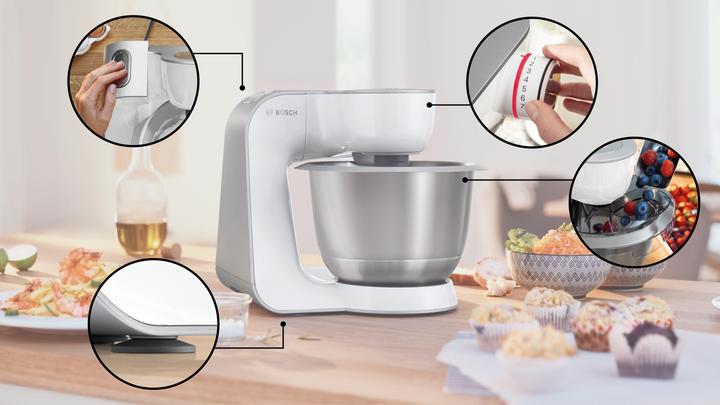 Actual product image Bosch Hausgeräte Series 4, Food processor, MUM 5, 1000 W, white, silver, MUM58210 (1000 W)