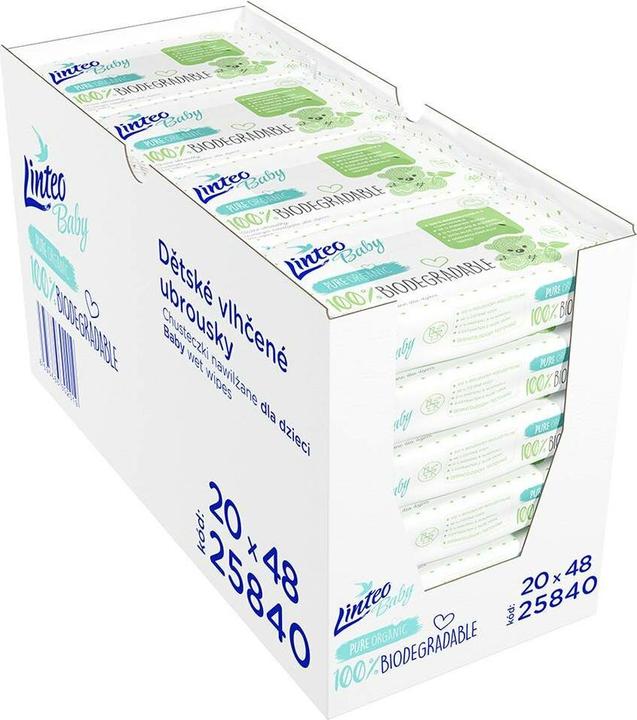 Actual product image Linteo Baby 100% Biodegradable (48 pcs) - Wet wipes (48 Piece)
