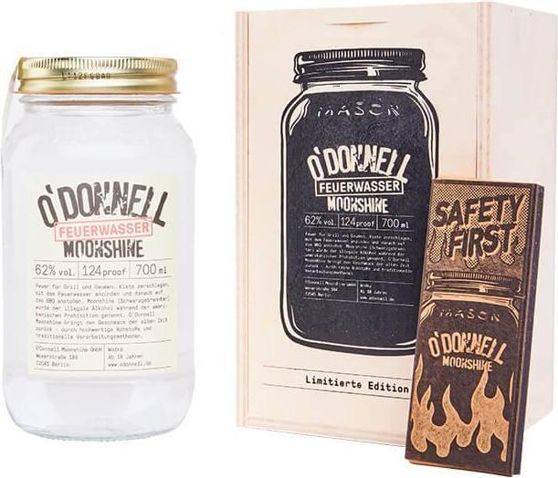 Actual product image O'Donnell Moonshine FIREWATER Limited Grilled Edition in wooden box (Moonshine Whisky)
